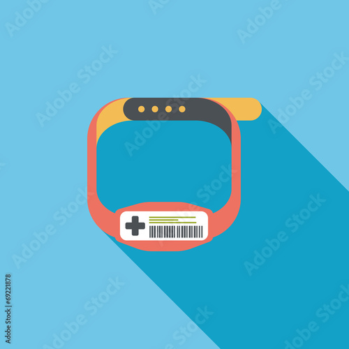 Patient ID Bracelet flat icon with long shadow