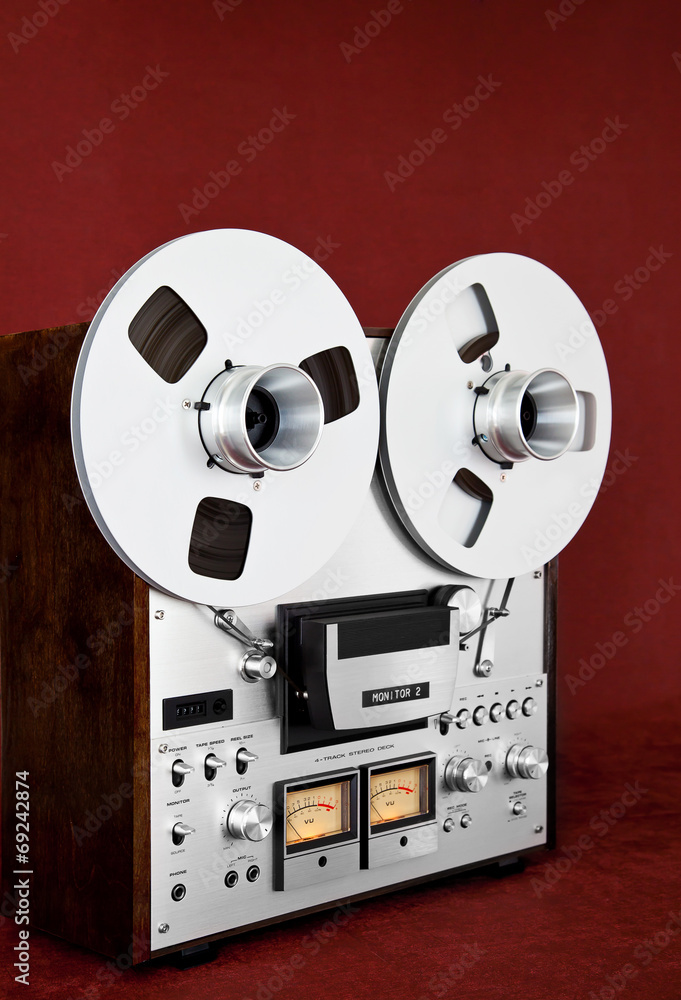 Analog Stereo Open Reel Tape Deck Recorder Vintage Stock Photo