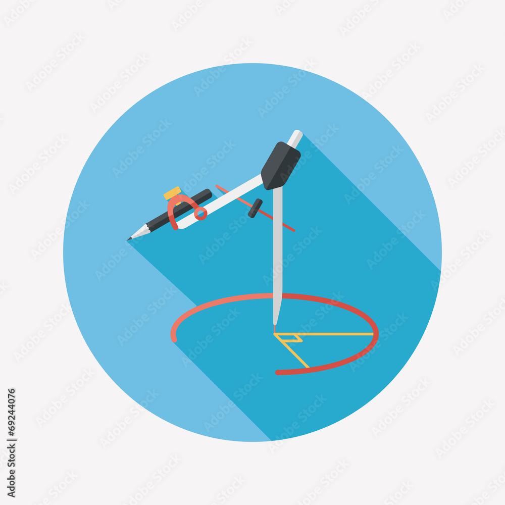 Compass Pencil flat icon with long shadow,eps10 Compass Pencil flat icon with long shadow,eps10