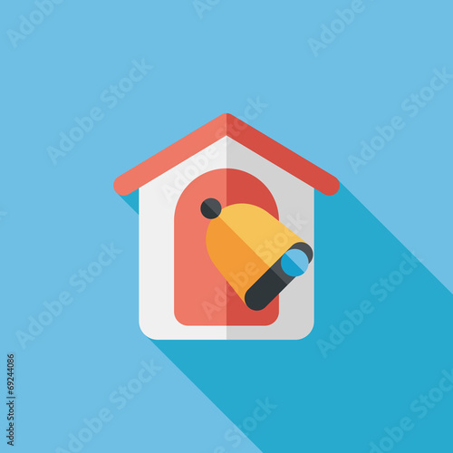 school bell flat icon with long shadow,eps10