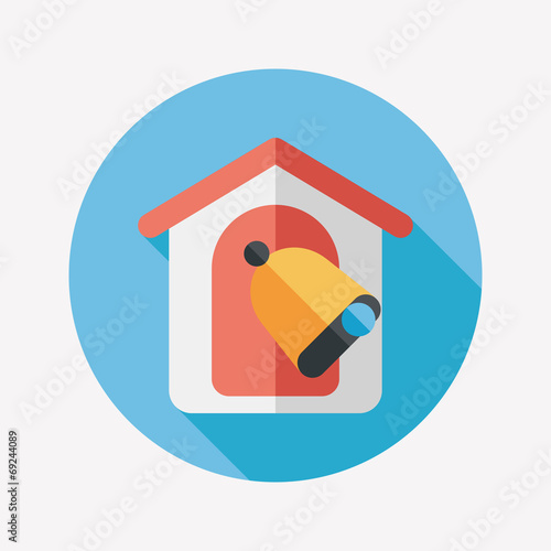 school bell flat icon with long shadow,eps10