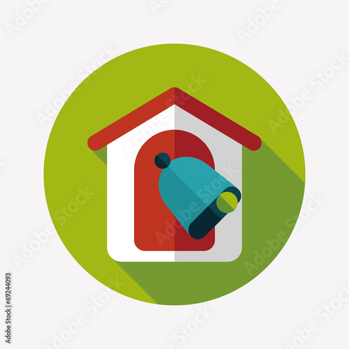 school bell flat icon with long shadow,eps10