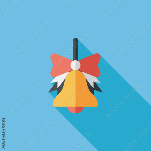 school bell flat icon with long shadow,eps10