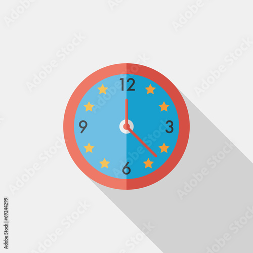 Clock flat icon with long shadow,eps10