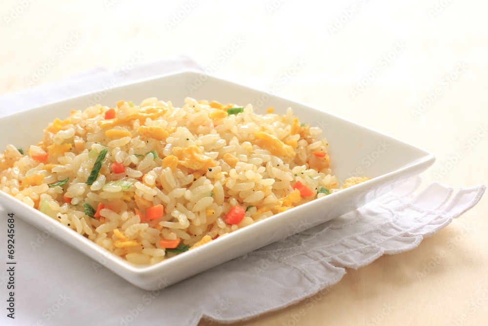 Chinese cuisine, roasted pork and egg fried rice Chinese cuisine, roasted pork and egg fried rice