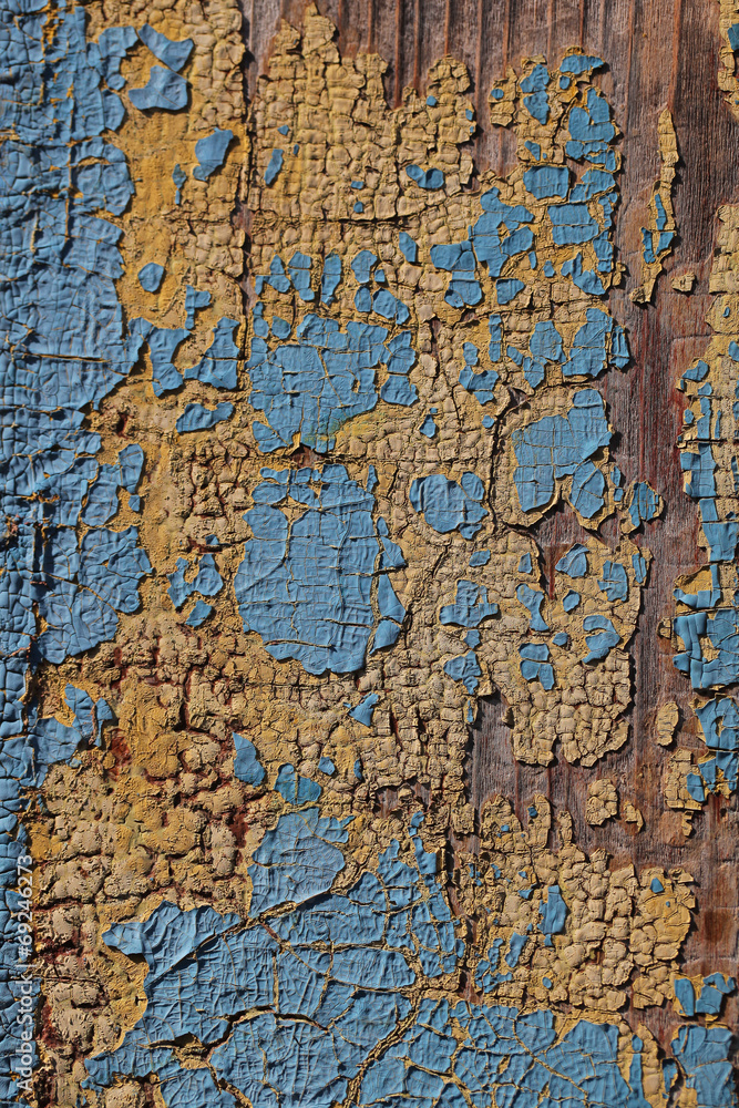Fototapeta premium Cracked painted old wooden door