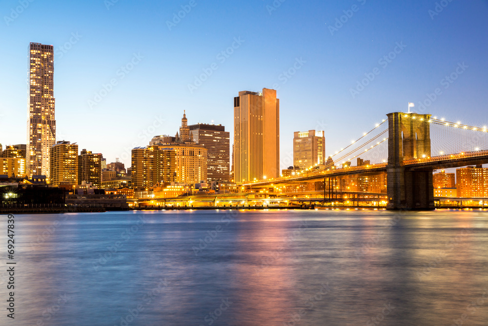 New York mid town with Brooklyn bridge