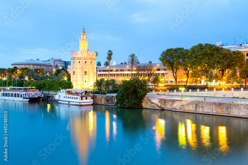 Golden Tower with cityscape Seville, Spain