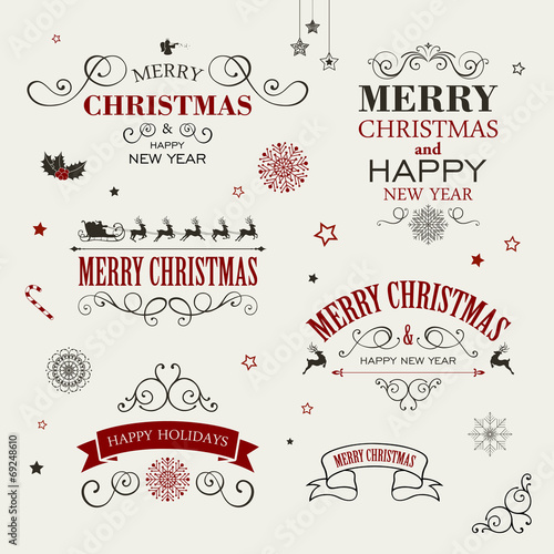 Vector Illustration of Christmas Design Elements