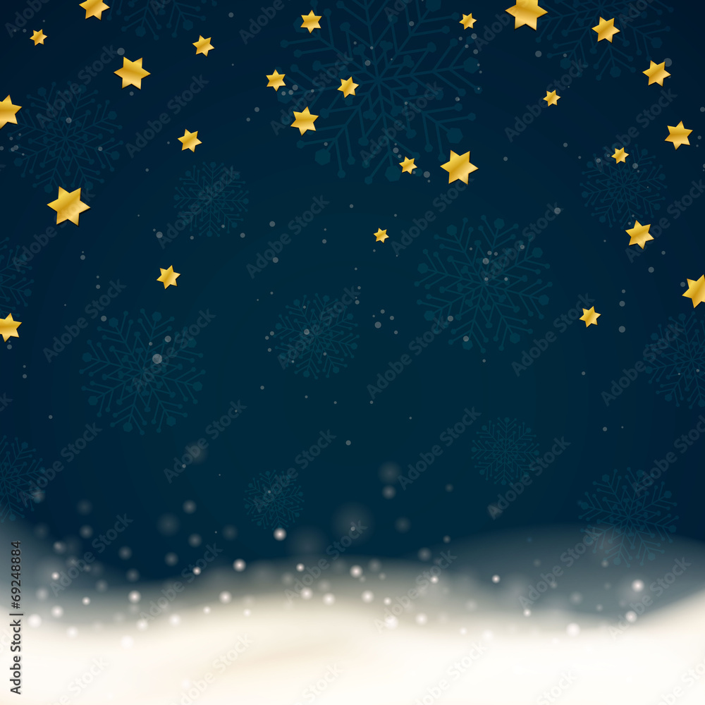 Vector Winter Background with Stars and Snowflakes