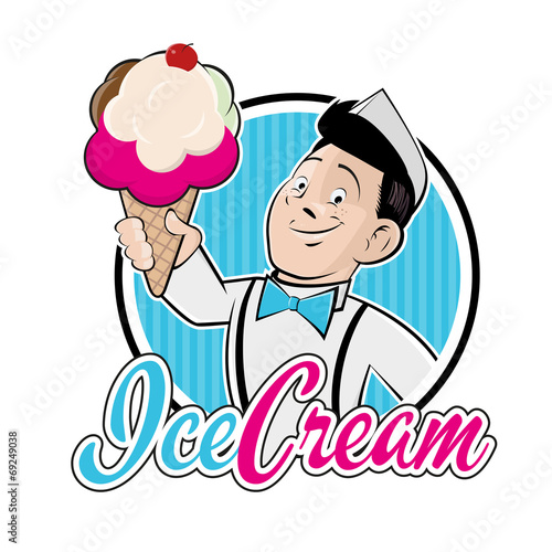 eis eiscreme mann cartoon freundlich eisverkäufer