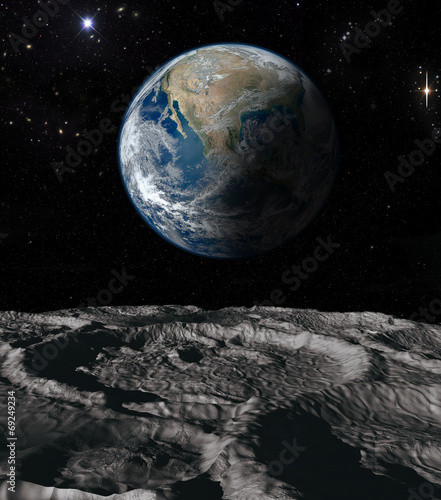 Fototapeta Naklejka Na Ścianę i Meble -  Earth and moon