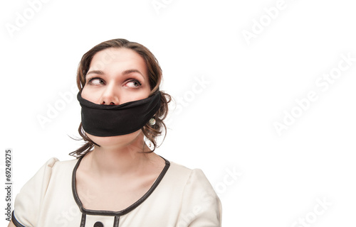 Plus size woman gagged photo