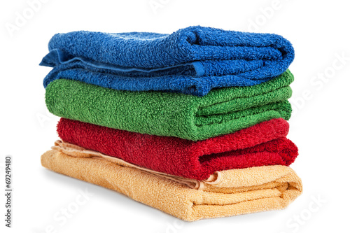 Billede på lærred Colored bathroom towels