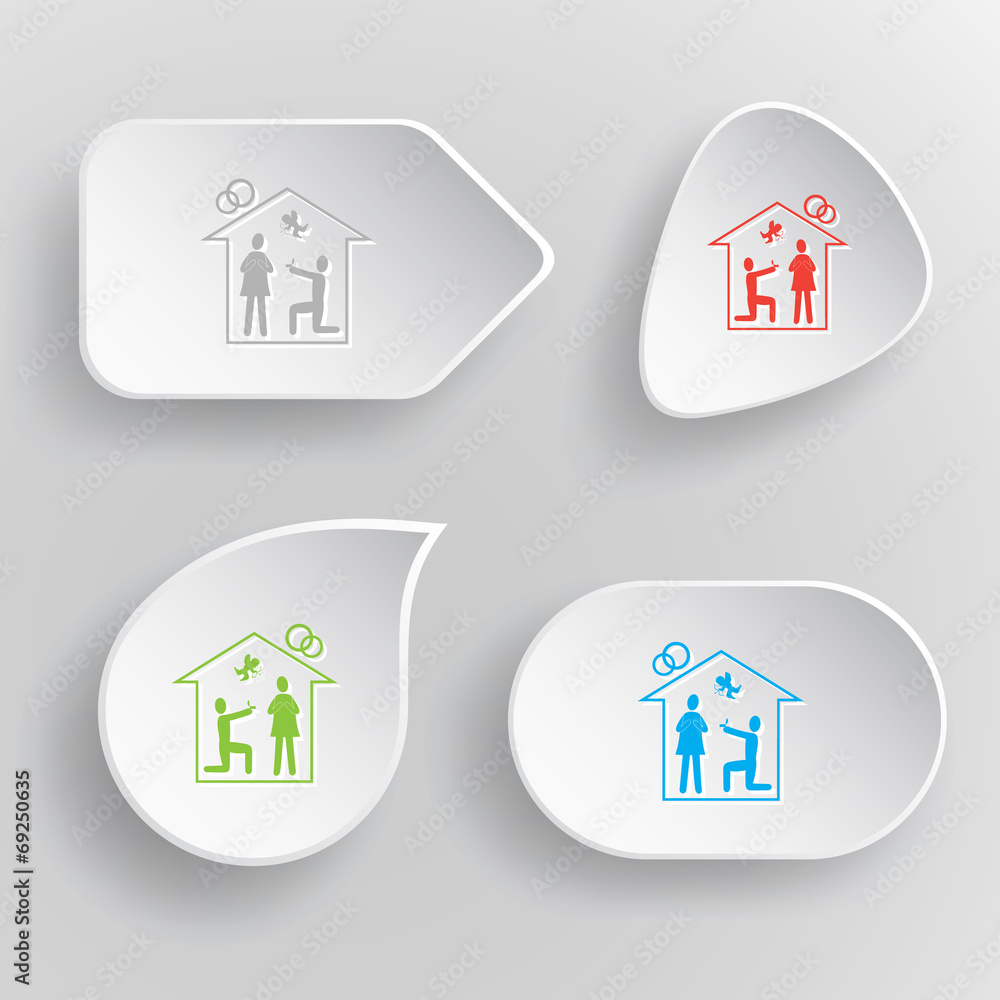 Home affiance. White flat vector buttons on gray background. Home affiance. White flat vector buttons on gray background.