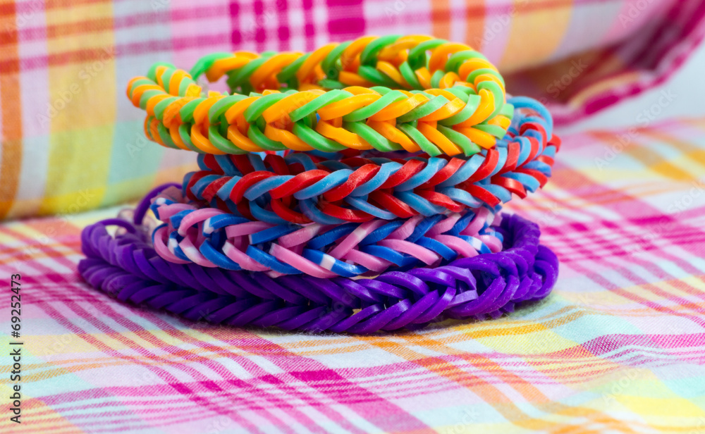 Colorful Rainbow Loom Bracelet Rubber Bands Fashion Stock Photo