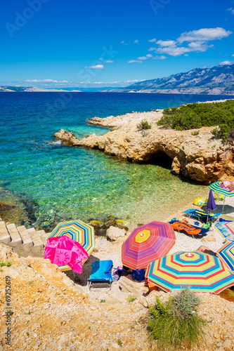Beach scene in Pag, Adriatic sea photo