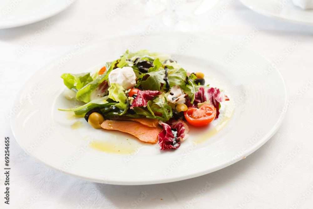 salmon with fresh salad