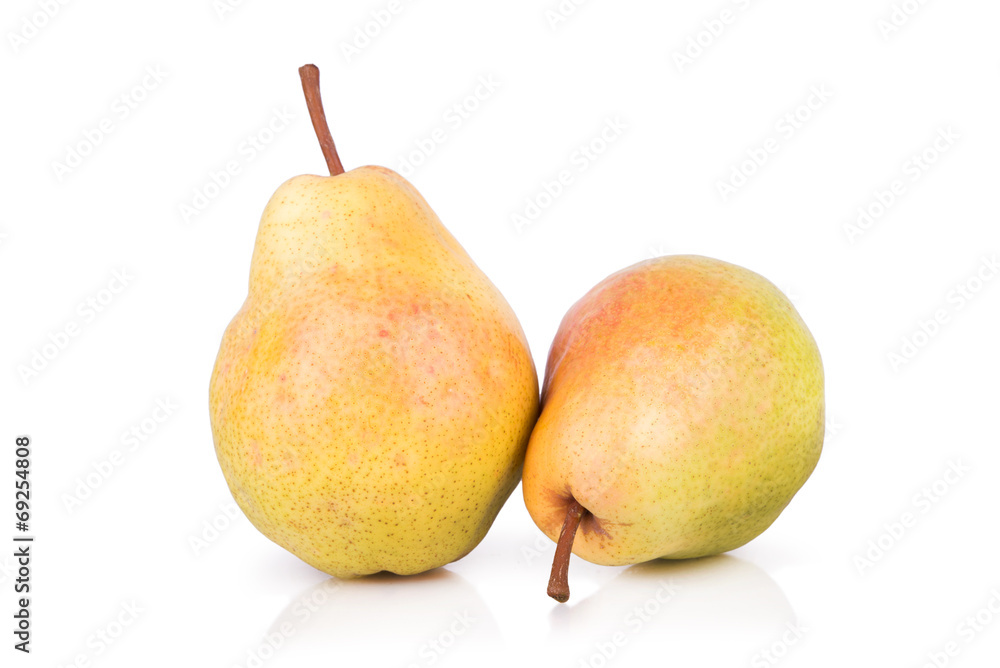 Two ripe yellow pears