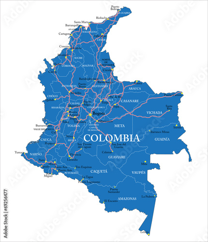 Fotografie, Obraz Colombia map