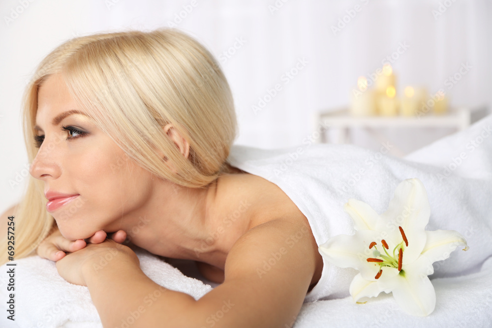 Beautiful young woman having relax in spa salon Beautiful young woman having relax in spa salon