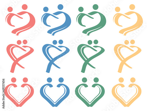 Human Love Relationship Conceptual Symbol Design Icon Set