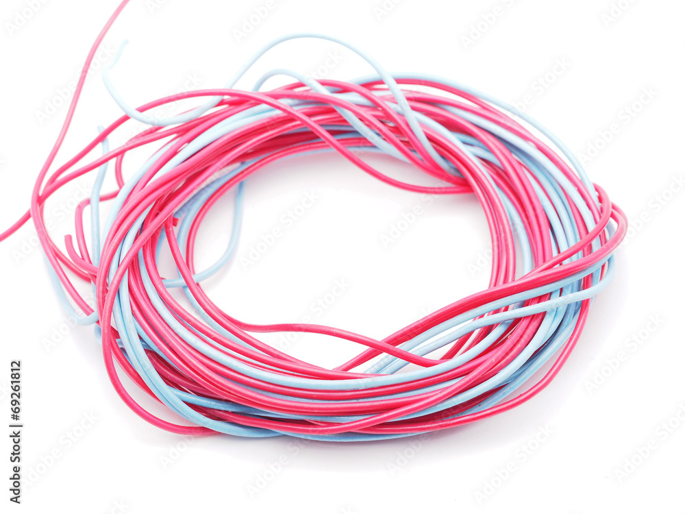 multicolored wire on a white background multicolored wire on a white background