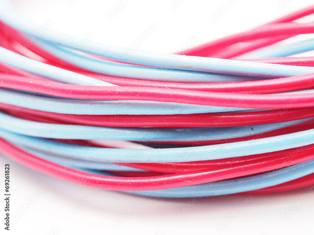multicolored wire on a white background multicolored wire on a white background