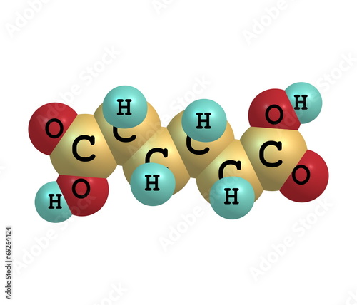 Adipic acid molecule isolated on white photo