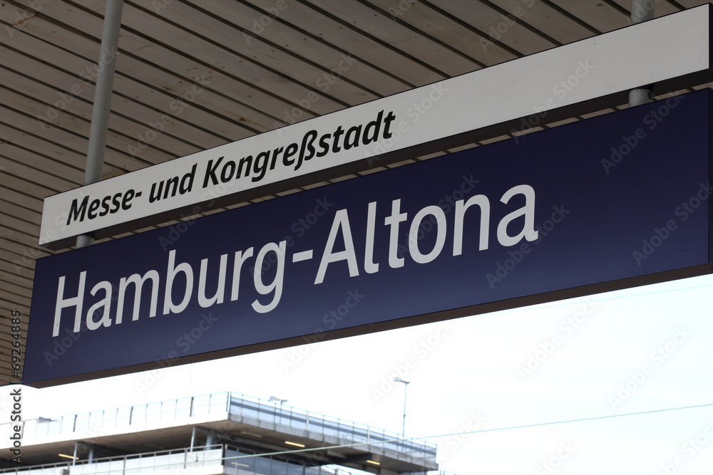 sign at the station. Germany Hamburg sign at the station. Germany Hamburg