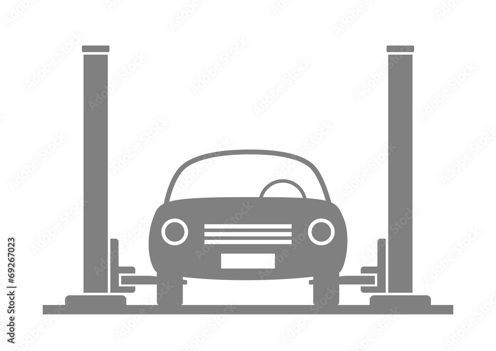 Grey car service on white background