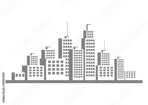 Grey city icon on white background