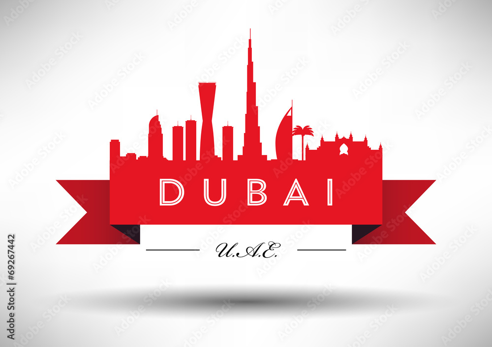 City of Dubai Typographic Skyline Design