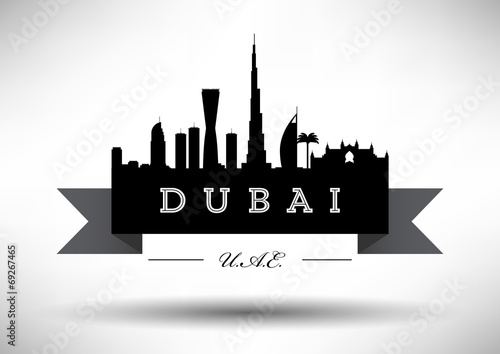City of Dubai Typographic Skyline Design
