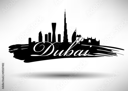 City of Dubai Typographic Skyline Design