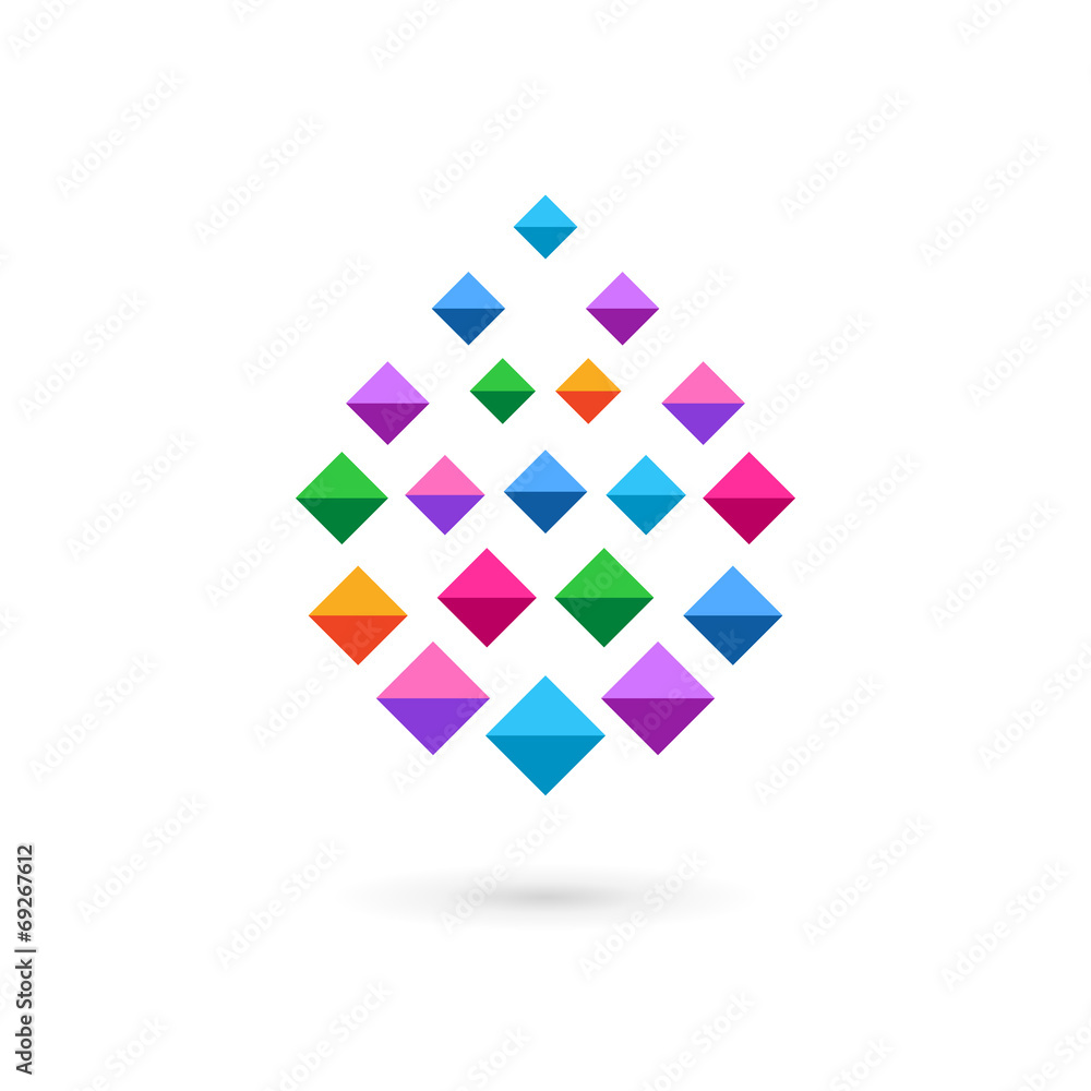 Water drop mosaic crystal logo icon design template elements Water drop mosaic crystal logo icon design template elements