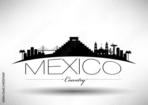 Mexico Typographic Skyline Design