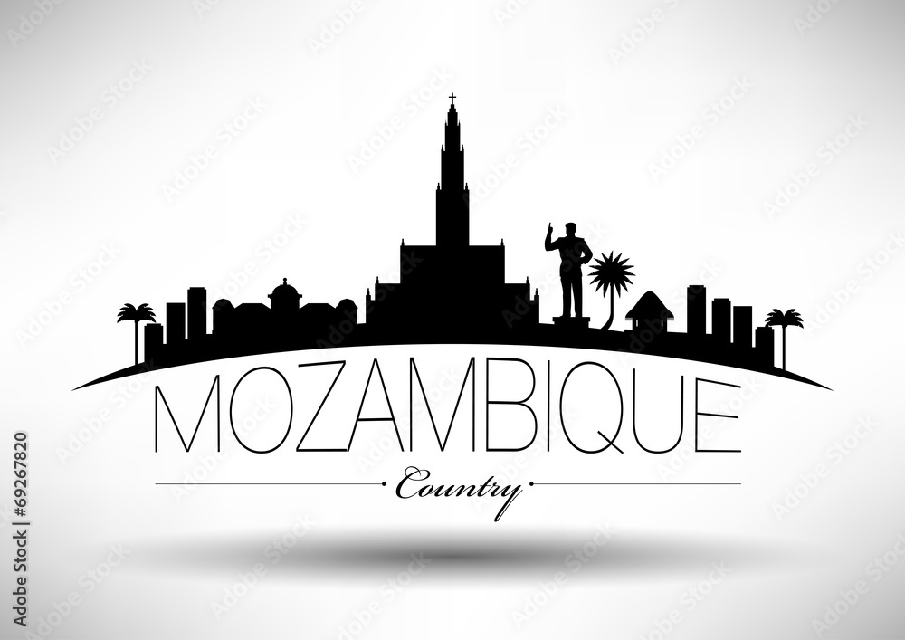 Mozambique Typographic Skyline Design