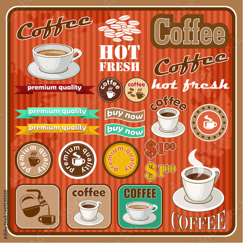 Vintage coffee and tea set icon. vector illustration