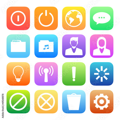 Colorful style mobile phone icons vector set.