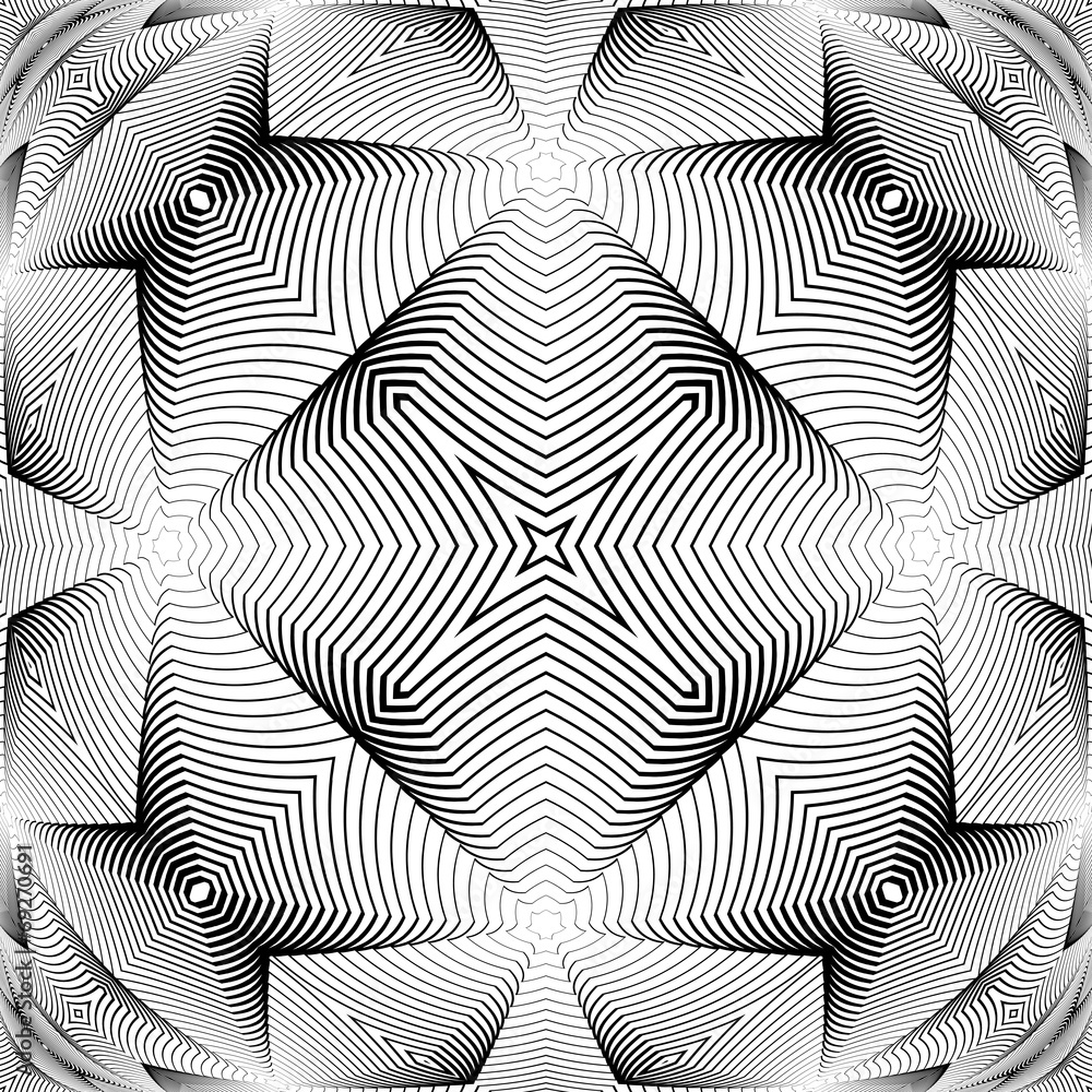 Design monochrome warped grid decorative pattern