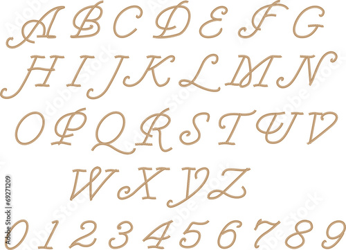 vector rope letters alphabet on white