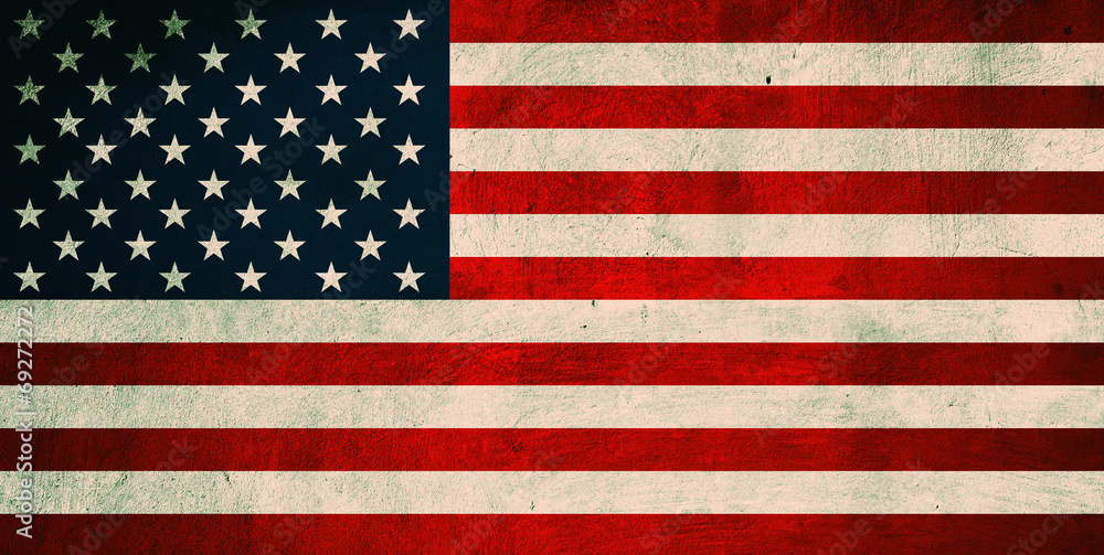 Naklejka premium Grunge USA Flag. Background of national flag of United States of