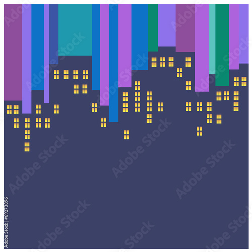 Abstract vector city at night