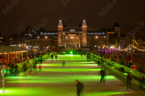 Skating on a christmas ice rink at the Museumsquare