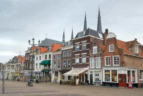 Old house on the Markt (central square) of Delft, Holland