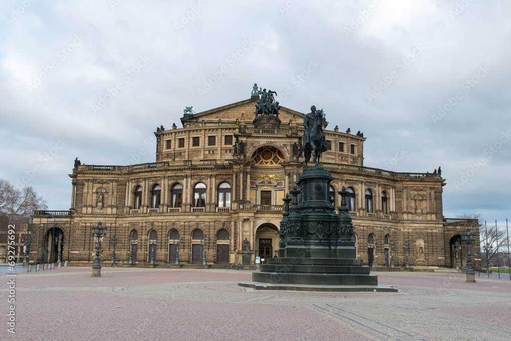Opera house and Monument to King John of Saxony in Dresden
