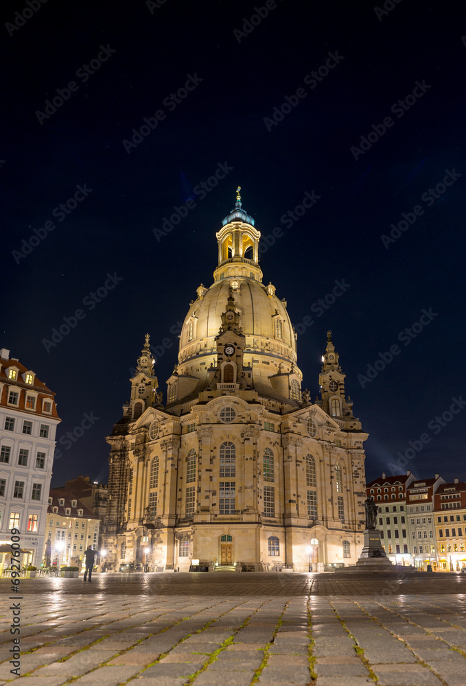 Frauenkirche (Church of Our Lady) at night. Dresden