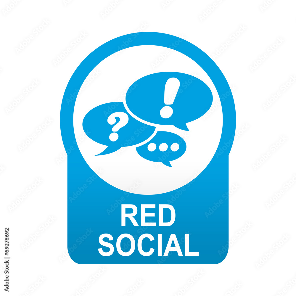 Fototapeta premium Etiqueta tipo app azul redonda RED SOCIAL