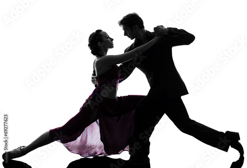 couple man woman ballroom dancers tangoing silhouette